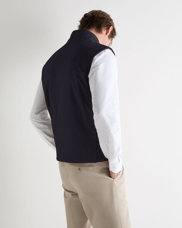N.Peal Men's Belgravia Suede Gilet Navy Blue