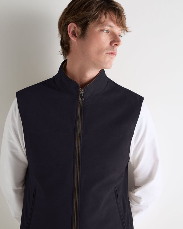 N.Peal Men's Belgravia Suede Gilet Navy Blue