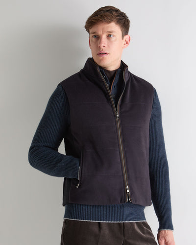 N.Peal Men's Belgravia Quilted Gilet Navy Blue