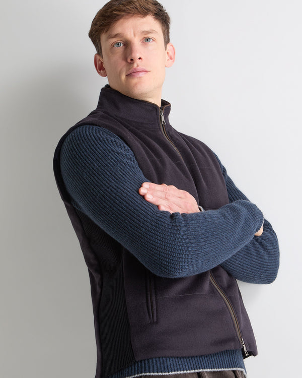 N.Peal Men's Belgravia Quilted Gilet Navy Blue