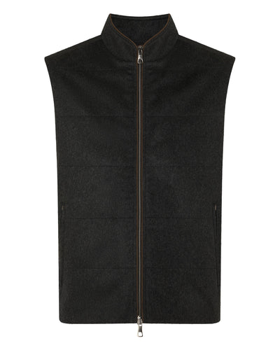 N.Peal Men's Belgravia Cashmere Gilet Dark Charcoal Grey
