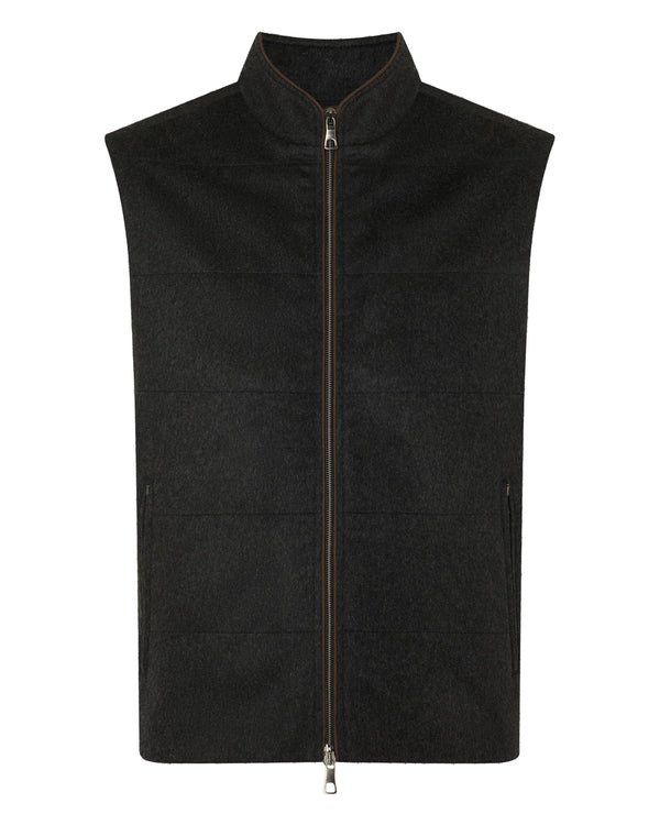 N.Peal Men's Belgravia Cashmere Gilet Dark Charcoal Grey