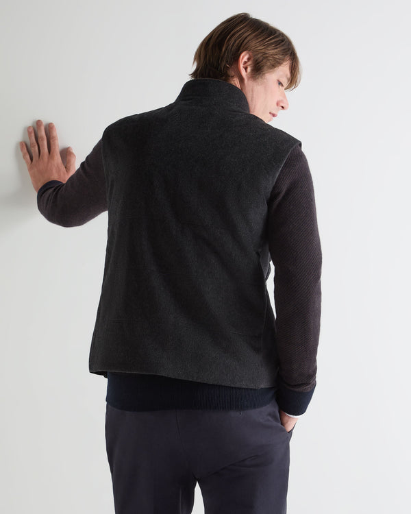 N.Peal Men's Belgravia Cashmere Gilet Dark Charcoal Grey