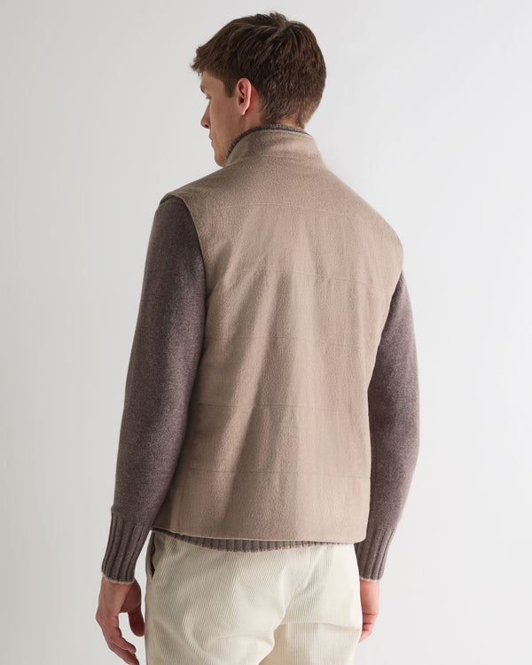 N.Peal Men's Belgravia Cashmere Gilet Taupe Brown
