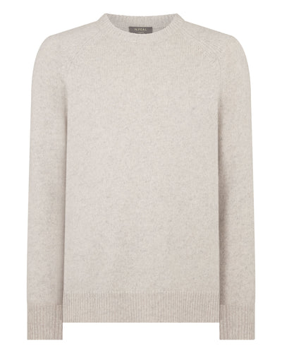 N.Peal Men's Raglan Cashmere Jumper Ash Grey Marl
