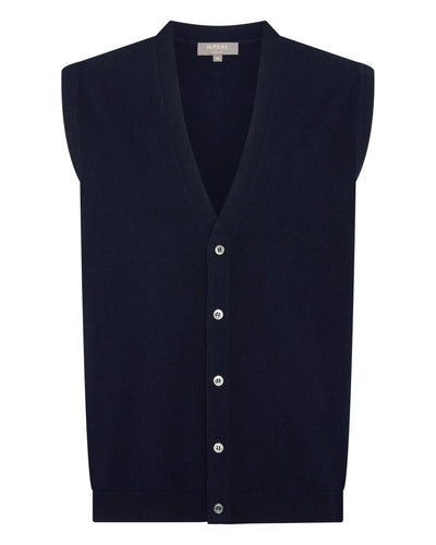 N.Peal Men's Sleeveless Cashmere Tank Top Navy Blue