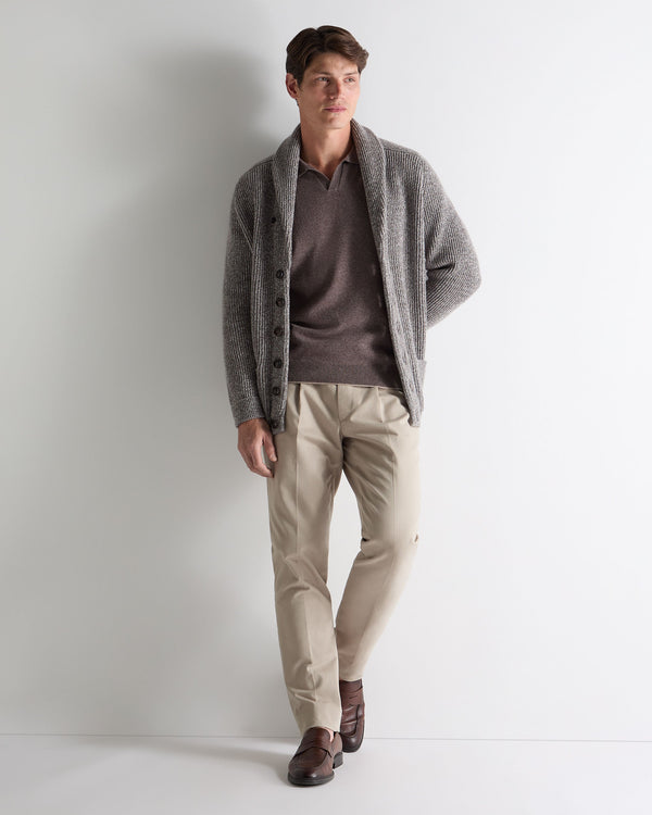 N.Peal Men's Sloane Cashmere Polo Otter Brown