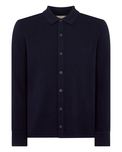 N.Peal Men's Putney Cashmere Polo Shirt Navy Blue