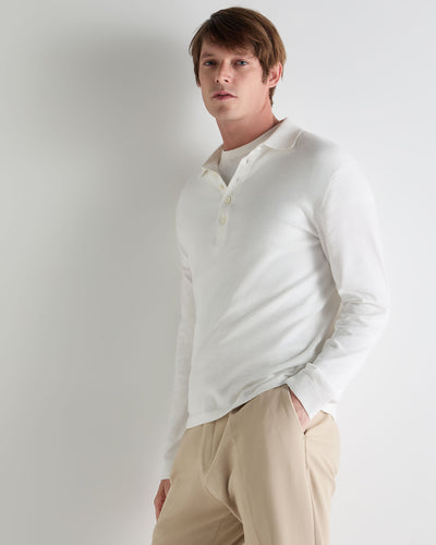 N.Peal Men's Cotton Polo Shirt White