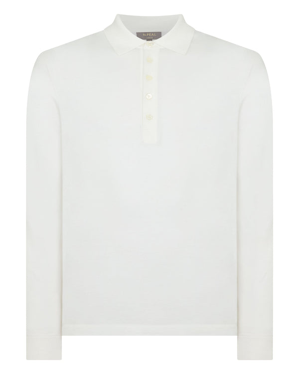N.Peal Men's Cotton Polo Shirt White