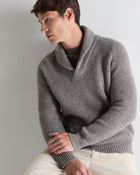 Men's Shawl Collar Cashmere Jumper Soft Truffle Brown Marl