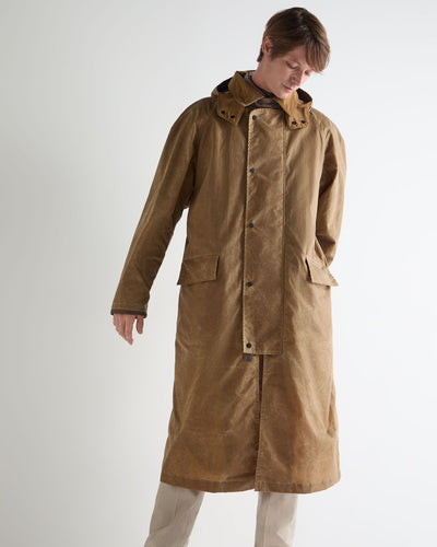 N.Peal Men's Wax Riding Coat Taupe Brown