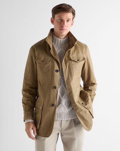 N.Peal Men's Wax Jacket Taupe Brown
