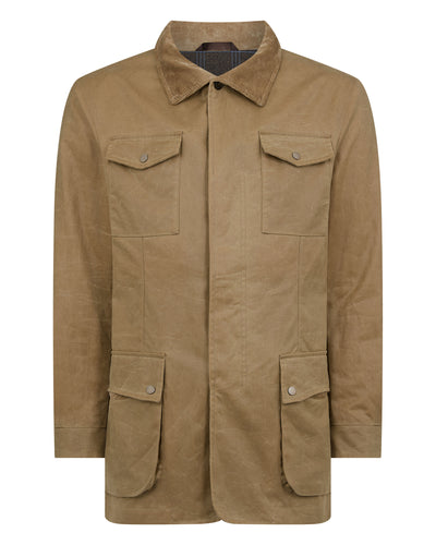 N.Peal Men's Wax Jacket Taupe Brown