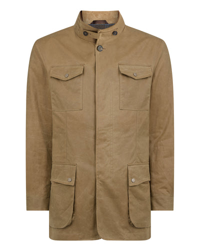 N.Peal Men's Wax Jacket Taupe Brown