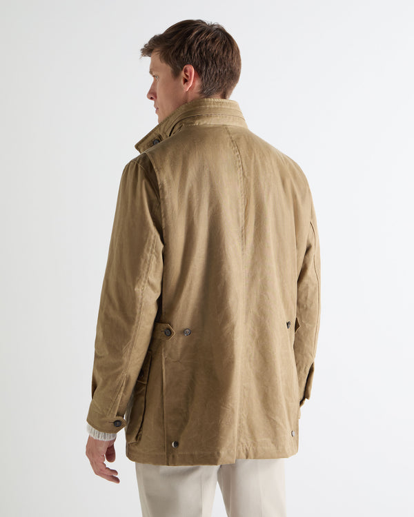 N.Peal Men's Wax Jacket Taupe Brown