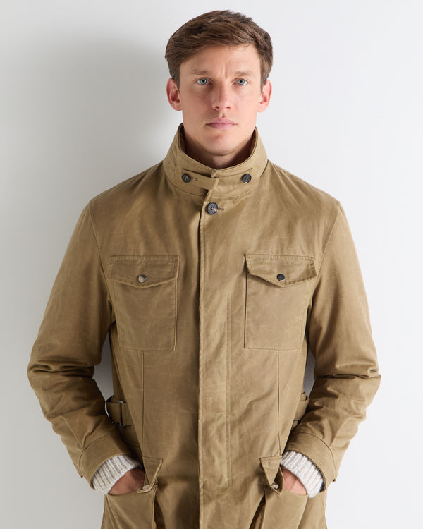 N.Peal Men's Wax Jacket Taupe Brown