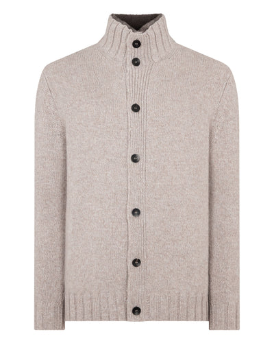N.Peal Men's Button Through Cashmere Cardigan With Fur Basilica Beige Brown