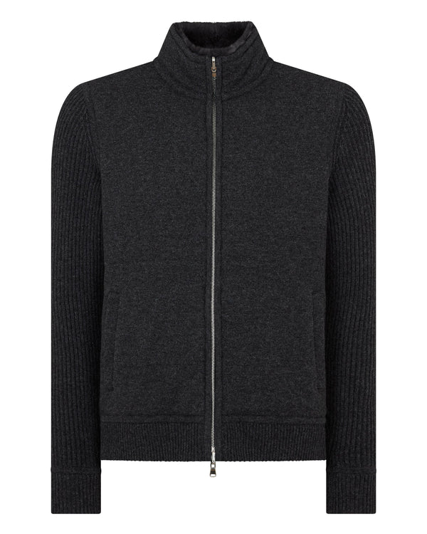 N.Peal Men's Mall Padded Cashmere Jacket Deep Charcoal Grey