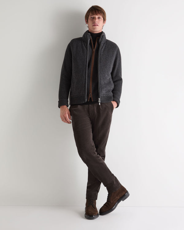 N.Peal Men's Mall Padded Cashmere Jacket Deep Charcoal Grey