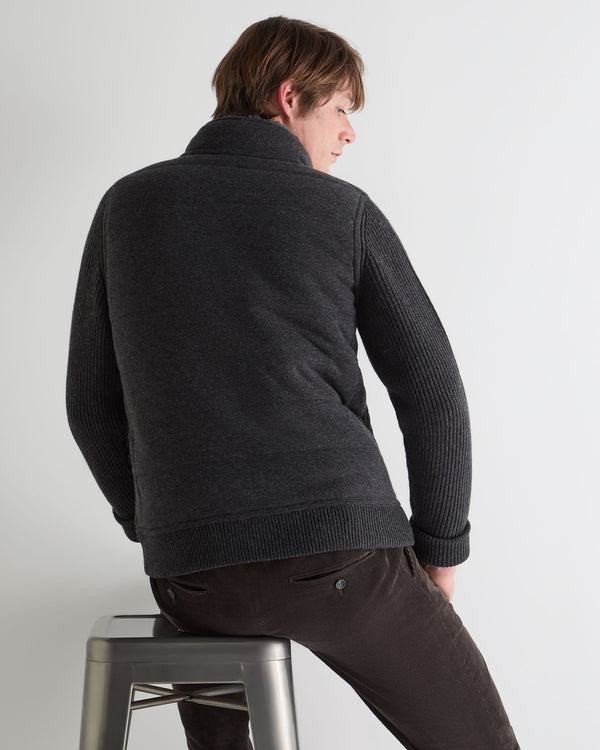 N.Peal Men's Mall Padded Cashmere Jacket Deep Charcoal Grey