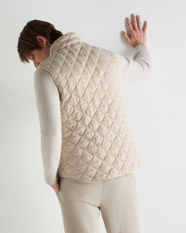 N.Peal Men's Diamond Gilet Beige Brown