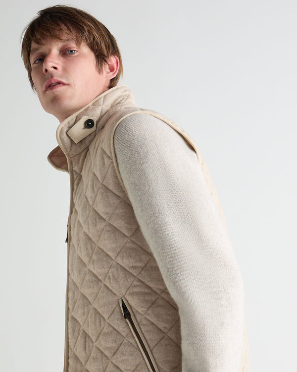 N.Peal Men's Diamond Gilet Beige Brown