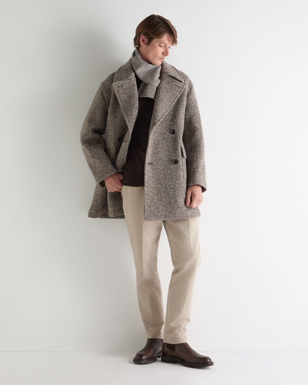 N.Peal Men's Herringbone Coat Brown
