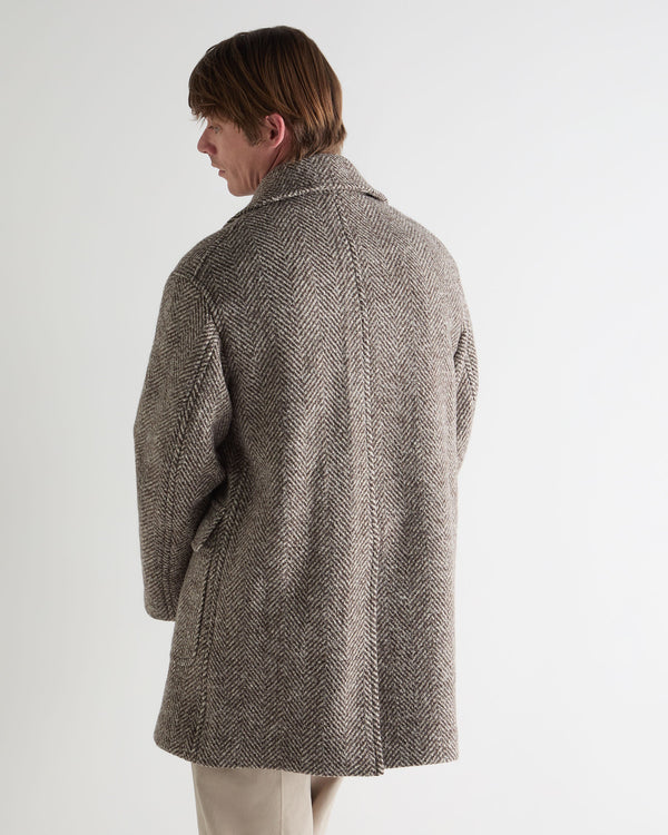 N.Peal Men's Herringbone Coat Brown