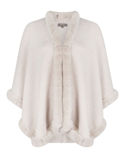 N.Peal Women's Ayla Fur Trim Cashmere Cape Frost White