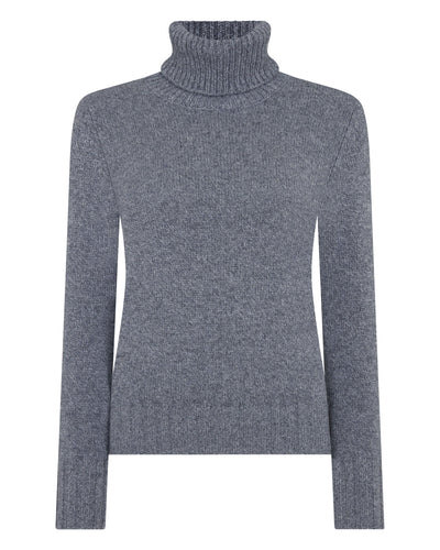N.Peal Women's Hazel Chunky Roll Neck Cashmere Jumper Grey Melange
