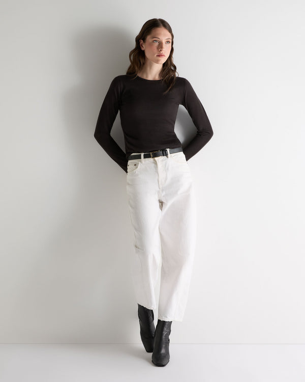 N.Peal Women's Eden Superfine Cashmere Round Neck Top Chocolate Brown
