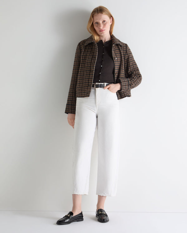 N.Peal Women's Darcie Superfine Cashmere Cropped Cardigan Chocolate Brown