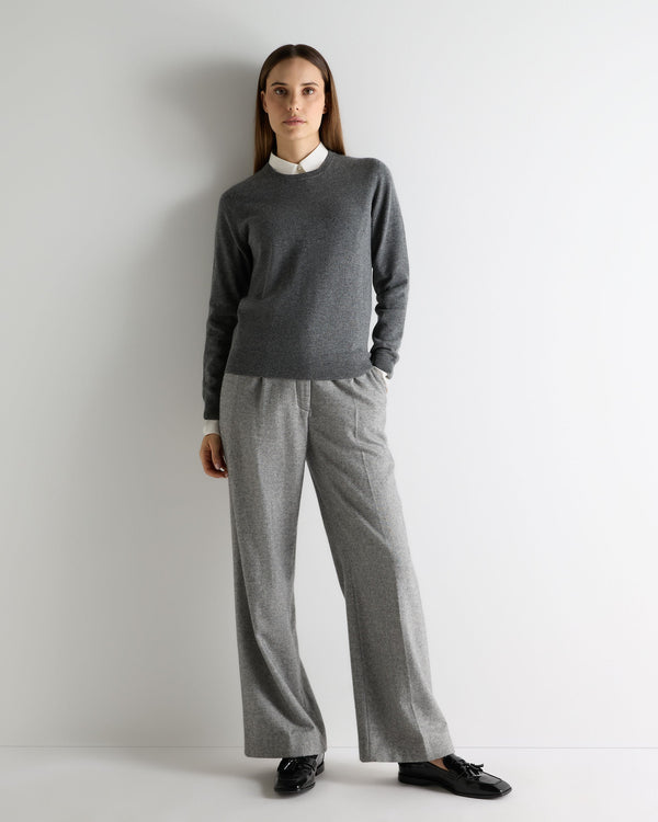 N.Peal Women's Evie Classic Round Neck Cashmere Jumper Elephant Grey