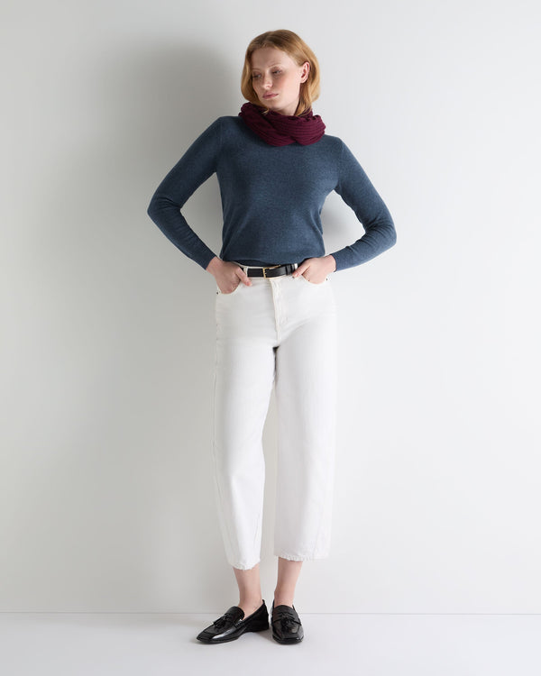 N.Peal Women's Evie Classic Round Neck Cashmere Jumper Light Denim Blue