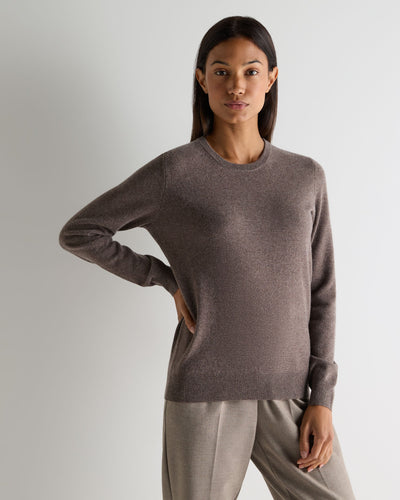 N.Peal Women's Evie Classic Round Neck Cashmere Jumper Otter Brown