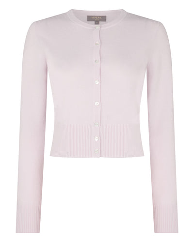 N.Peal Women's Ivy Cropped Cashmere Cardigan Chalk Pink