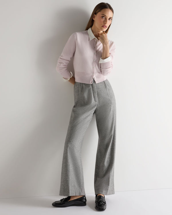 N.Peal Women's Ivy Cropped Cashmere Cardigan Chalk Pink