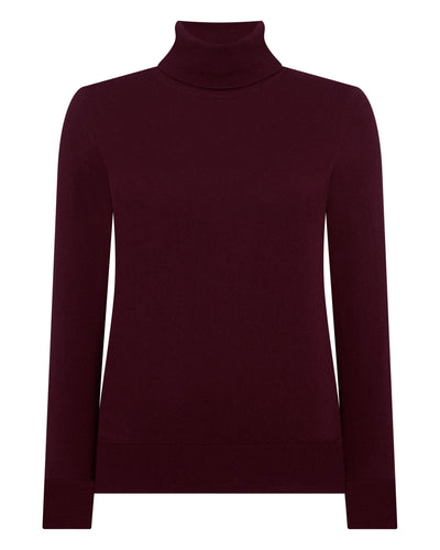 N.Peal Women's Luna Roll Neck Cashmere Jumper Bordeaux Red