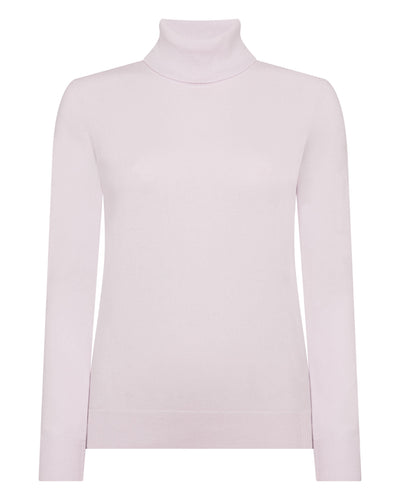 N.Peal Women's Luna Roll Neck Cashmere Jumper Chalk Pink