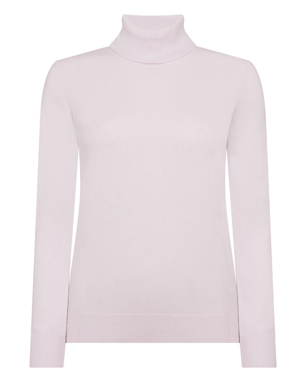 N.Peal Women's Luna Roll Neck Cashmere Jumper Chalk Pink