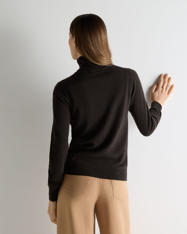 N.Peal Women's Luna Roll Neck Cashmere Jumper Chocolate Brown