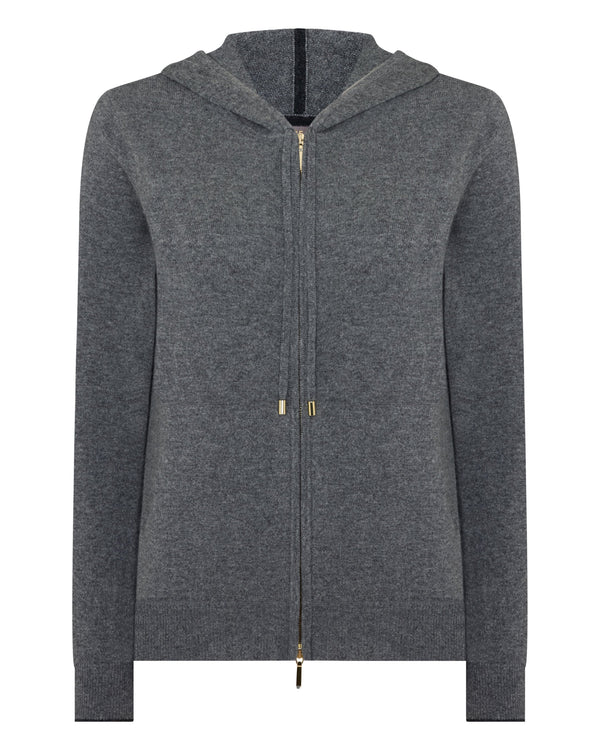 N.Peal Women's Ada Cashmere Hoodie Elephant Grey