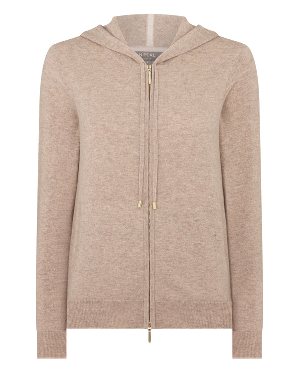 N.Peal Women's Ada Cashmere Hoodie Oatmeal Brown