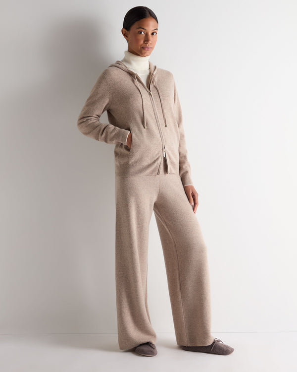 N.Peal Women's Ada Cashmere Hoodie Oatmeal Brown
