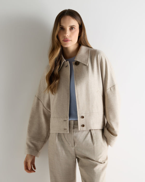 N.Peal Women's Woven Cashmere Jacket Beige Brown