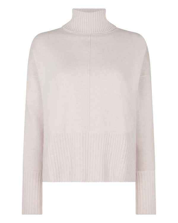 N.Peal Women's Mollie Metal Roll Neck Cashmere Jumper Frost White