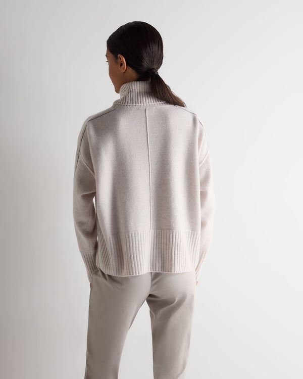 N.Peal Women's Mollie Metal Roll Neck Cashmere Jumper Frost White