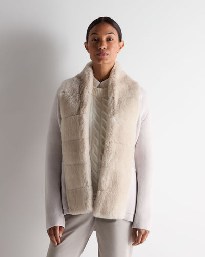 N.Peal Women's Ruby Herringbone Fur Cardigan Snow Grey