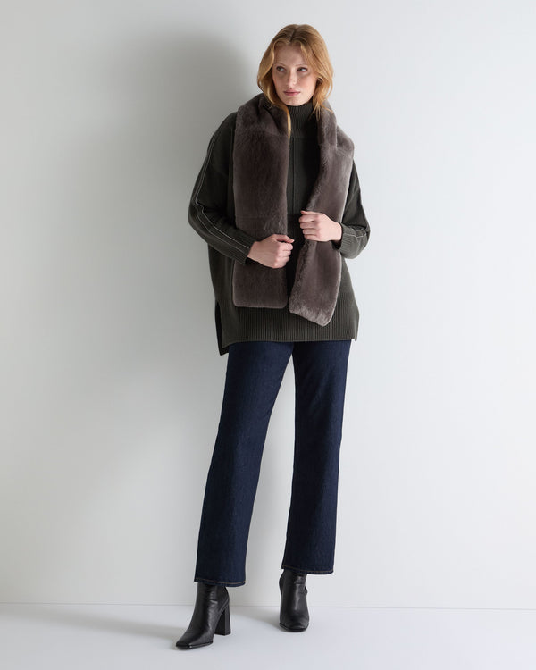 N.Peal Women's Mock Neck Long Cashmere Jumper Arabica Khaki Green